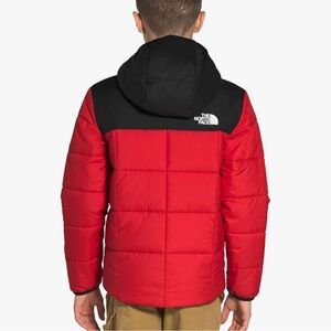 The North Face Red and Black Hooded Kids Puffer Jacket